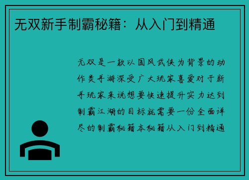 无双新手制霸秘籍：从入门到精通